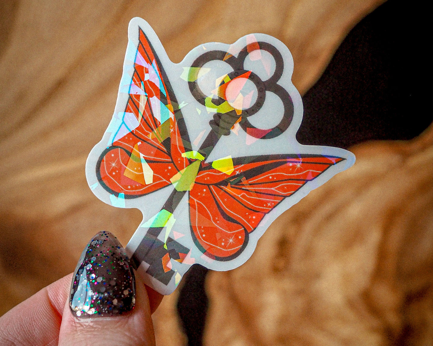 Flying Key - Orange - Holographic Sticker