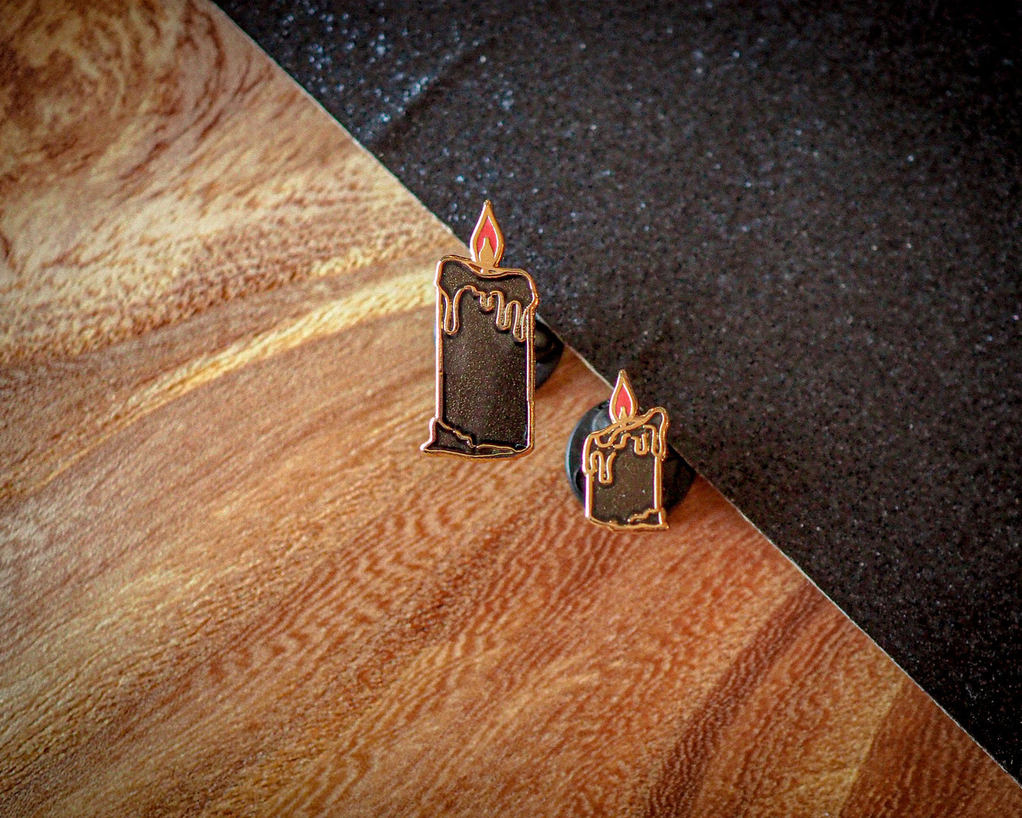 Mini Candles - Black - Enamel pin set