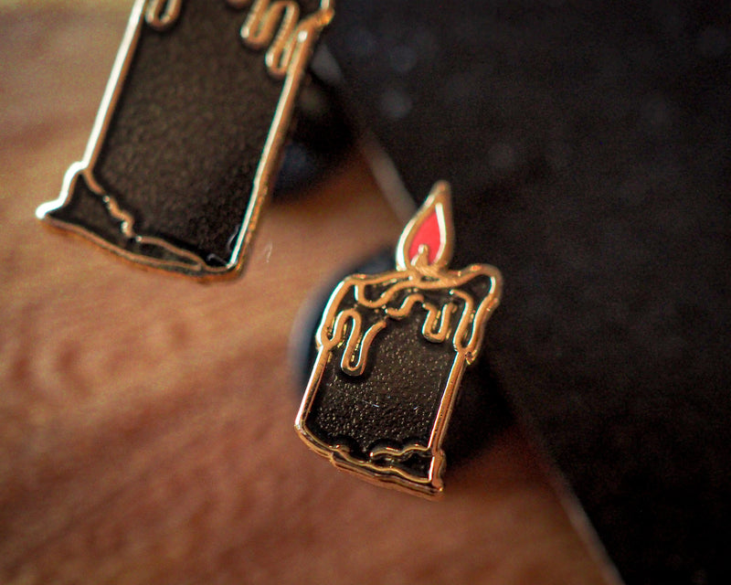 Mini Bougies - Noir - Set de broches en émail